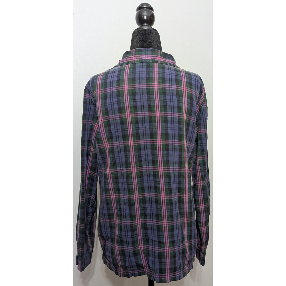 Z5 LL Bean Pink Purple Green Plaid Flannel Button Up Women's Sz Small - Picture 2 of 8